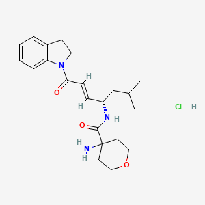 molecular formula C22H32ClN3O3 B607801 4-氨基-N-[(1S,2E)-4-(2,3-二氢-1H-吲哚-1-基)-1-(2-甲基丙基)-4-氧代-2-丁烯-1-基]四氢-2H-吡喃-4-甲酰胺盐酸盐 CAS No. 1613458-79-9