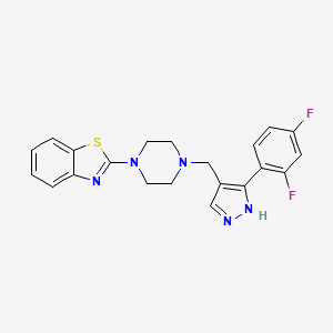 molecular formula C21H19F2N5S B6078015 2-(4-{[3-(2,4-difluorophenyl)-1H-pyrazol-4-yl]methyl}-1-piperazinyl)-1,3-benzothiazole 