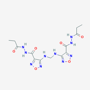 molecular formula C13H18N10O6 B6078017 4,4'-(methylenediimino)bis(N'-propionyl-1,2,5-oxadiazole-3-carbohydrazide) 