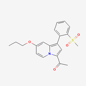 molecular formula C20H21NO4S B607804 1-(1-(2-(甲基磺酰基)苯基)-7-丙氧基吲哚嗪-3-基)乙酮 CAS No. 1619994-68-1
