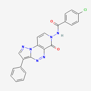 molecular formula C21H13ClN6O2 B6078046 4-chloro-N-(6-oxo-3-phenylpyrazolo[5,1-c]pyrido[4,3-e][1,2,4]triazin-7(6H)-yl)benzamide 