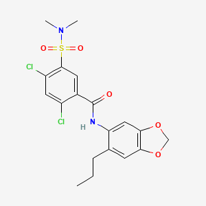 molecular formula C19H20Cl2N2O5S B6078054 2,4-dichloro-5-[(dimethylamino)sulfonyl]-N-(6-propyl-1,3-benzodioxol-5-yl)benzamide 