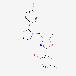 molecular formula C21H19F3N2O B6078060 2-(2,5-difluorophenyl)-4-{[2-(4-fluorophenyl)-1-pyrrolidinyl]methyl}-5-methyl-1,3-oxazole 