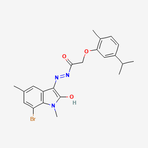 molecular formula C22H24BrN3O3 B6078069 N'-(7-bromo-1,5-dimethyl-2-oxo-1,2-dihydro-3H-indol-3-ylidene)-2-(5-isopropyl-2-methylphenoxy)acetohydrazide 