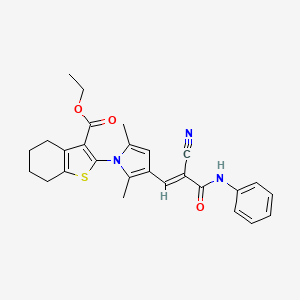 molecular formula C27H27N3O3S B6078094 ethyl 2-[3-(3-anilino-2-cyano-3-oxo-1-propen-1-yl)-2,5-dimethyl-1H-pyrrol-1-yl]-4,5,6,7-tetrahydro-1-benzothiophene-3-carboxylate 