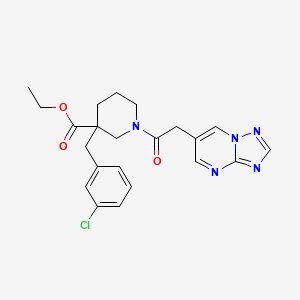 molecular formula C22H24ClN5O3 B6078117 ethyl 3-(3-chlorobenzyl)-1-([1,2,4]triazolo[1,5-a]pyrimidin-6-ylacetyl)-3-piperidinecarboxylate 