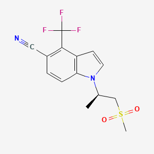 molecular formula C14H15F3N2O2S B607813 (R)-1-(1-(methylsulfonyl)propan-2-yl)-4-(trifluoromethyl)-1H-indole-5-carbonitrile CAS No. 1539314-06-1