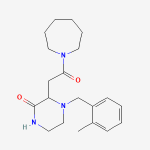 molecular formula C20H29N3O2 B6078173 3-[2-(1-azepanyl)-2-oxoethyl]-4-(2-methylbenzyl)-2-piperazinone 