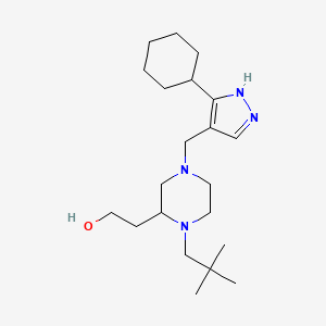 molecular formula C21H38N4O B6078181 2-[4-[(3-cyclohexyl-1H-pyrazol-4-yl)methyl]-1-(2,2-dimethylpropyl)-2-piperazinyl]ethanol 