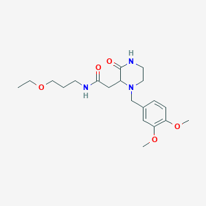 molecular formula C20H31N3O5 B6078189 2-[1-(3,4-dimethoxybenzyl)-3-oxo-2-piperazinyl]-N-(3-ethoxypropyl)acetamide 