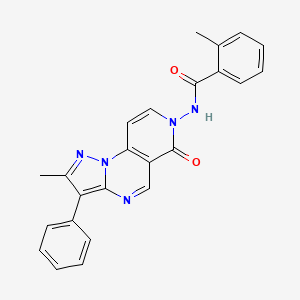 molecular formula C24H19N5O2 B6078208 2-methyl-N-(2-methyl-6-oxo-3-phenylpyrazolo[1,5-a]pyrido[3,4-e]pyrimidin-7(6H)-yl)benzamide 
