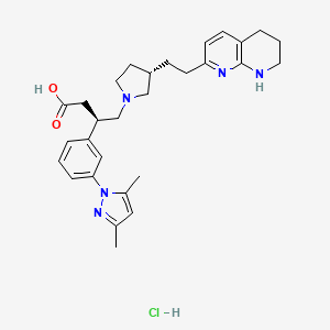 molecular formula C29H37N5O2 B607821 (3R)-3-[3-(3,5-dimethylpyrazol-1-yl)phenyl]-4-[(3S)-3-[2-(5,6,7,8-tetrahydro-1,8-naphthyridin-2-yl)ethyl]pyrrolidin-1-yl]butanoic acid;hydrochloride CAS No. 1629249-33-7