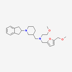 molecular formula C25H36N2O3 B6078249 N-{[1-(2,3-dihydro-1H-inden-2-yl)-3-piperidinyl]methyl}-2-methoxy-N-{[5-(methoxymethyl)-2-furyl]methyl}ethanamine 