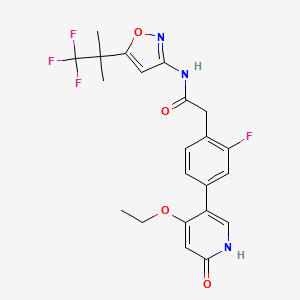 molecular formula C22H21F4N3O4 B607825 2-(4-(4-乙氧基-6-氧代-1,6-二氢吡啶-3-基)-2-氟苯基)-N-(5-(1,1,1-三氟-2-甲基丙烷-2-基)异恶唑-3-基)乙酰胺 CAS No. 1627856-64-7
