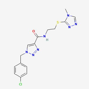 molecular formula C15H16ClN7OS B6078250 1-(4-chlorobenzyl)-N-{2-[(4-methyl-4H-1,2,4-triazol-3-yl)thio]ethyl}-1H-1,2,3-triazole-4-carboxamide 