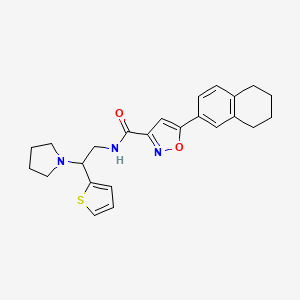 molecular formula C24H27N3O2S B6078273 N-[2-(1-pyrrolidinyl)-2-(2-thienyl)ethyl]-5-(5,6,7,8-tetrahydro-2-naphthalenyl)-3-isoxazolecarboxamide 