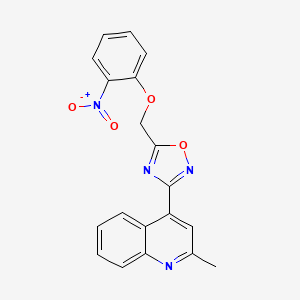 molecular formula C19H14N4O4 B6078286 2-methyl-4-{5-[(2-nitrophenoxy)methyl]-1,2,4-oxadiazol-3-yl}quinoline 