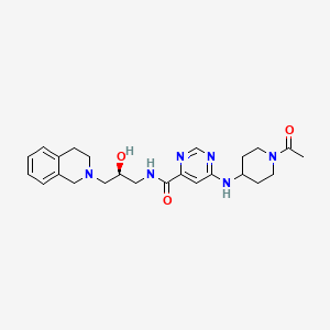 molecular formula C24H32N6O3 B607829 (S)-6-((1-acetylpiperidin-4-yl)amino)-N-(3-(3,4-dihydroisoquinolin-2(1H)-yl)-2-hydroxypropyl)pyrimidine-4-carboxamide CAS No. 1616392-22-3