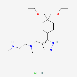 molecular formula C20H40Cl2N4O2 B607830 N'-[[3-[4,4-双(乙氧基甲基)环己基]-1H-吡唑-4-基]甲基]-N,N'-二甲基-乙烷-1,2-二胺；二盐酸盐 CAS No. 1628925-77-8