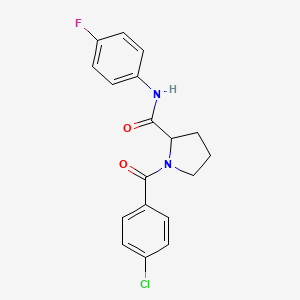 molecular formula C18H16ClFN2O2 B6078333 1-(4-chlorobenzoyl)-N-(4-fluorophenyl)prolinamide 