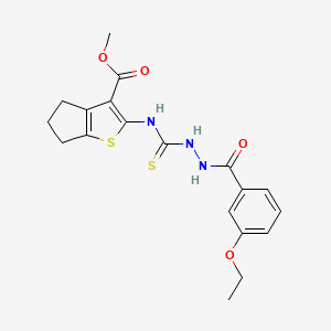 molecular formula C19H21N3O4S2 B6078342 methyl 2-({[2-(3-ethoxybenzoyl)hydrazino]carbonothioyl}amino)-5,6-dihydro-4H-cyclopenta[b]thiophene-3-carboxylate 
