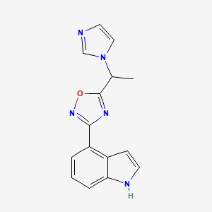 molecular formula C15H13N5O B6078352 4-{5-[1-(1H-imidazol-1-yl)ethyl]-1,2,4-oxadiazol-3-yl}-1H-indole 