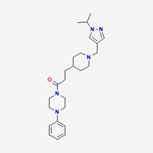 molecular formula C25H37N5O B6078364 1-(3-{1-[(1-isopropyl-1H-pyrazol-4-yl)methyl]-4-piperidinyl}propanoyl)-4-phenylpiperazine 
