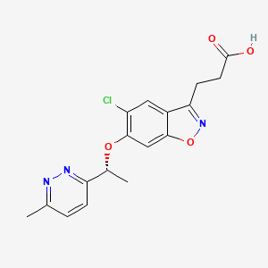 3-[5-Chloranyl-6-[(1~{r})-1-(6-Methylpyridazin-3-Yl)ethoxy]-1,2-Benzoxazol-3-Yl]propanoic Acid