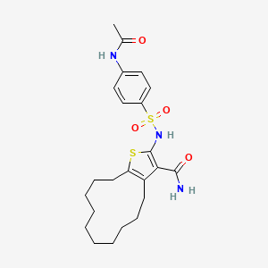 2-({[4-(acetylamino)phenyl]sulfonyl}amino)-4,5,6,7,8,9,10,11,12,13-decahydrocyclododeca[b]thiophene-3-carboxamide