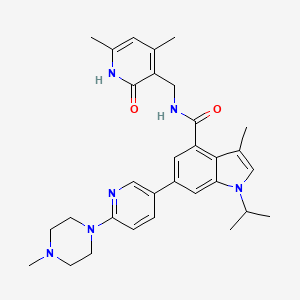 molecular formula C31H38N6O2 B607845 N-((4,6-二甲基-2-氧代-1,2-二氢吡啶-3-基)甲基)-1-异丙基-3-甲基-6-(6-(4-甲基哌嗪-1-基)吡啶-3-基)-1H-吲哚-4-甲酰胺 CAS No. 1346572-63-1