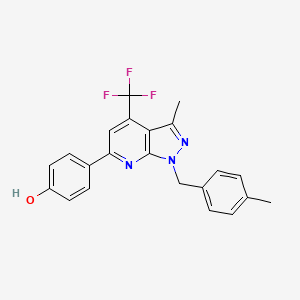 molecular formula C22H18F3N3O B6078493 4-[3-methyl-1-(4-methylbenzyl)-4-(trifluoromethyl)-1H-pyrazolo[3,4-b]pyridin-6-yl]phenol 