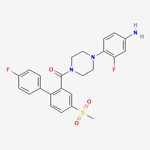molecular formula C24H23F2N3O3S B607851 3-Fluoro-4-(4-{[4'-fluoro-4-(methylsulfonyl)-2-biphenylyl]carbonyl}-1-piperazinyl)aniline CAS No. 909418-68-4