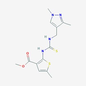 molecular formula C14H18N4O2S2 B6078512 methyl 2-[({[(1,3-dimethyl-1H-pyrazol-4-yl)methyl]amino}carbonothioyl)amino]-5-methyl-3-thiophenecarboxylate 