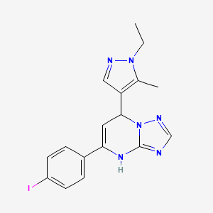 molecular formula C17H17IN6 B6078524 7-(1-ethyl-5-methyl-1H-pyrazol-4-yl)-5-(4-iodophenyl)-4,7-dihydro[1,2,4]triazolo[1,5-a]pyrimidine 