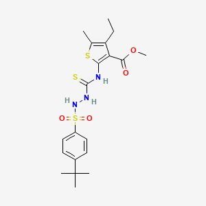 molecular formula C20H27N3O4S3 B6078538 methyl 2-[({2-[(4-tert-butylphenyl)sulfonyl]hydrazino}carbonothioyl)amino]-4-ethyl-5-methyl-3-thiophenecarboxylate 