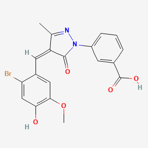 molecular formula C19H15BrN2O5 B6078571 3-[4-(2-bromo-4-hydroxy-5-methoxybenzylidene)-3-methyl-5-oxo-4,5-dihydro-1H-pyrazol-1-yl]benzoic acid 