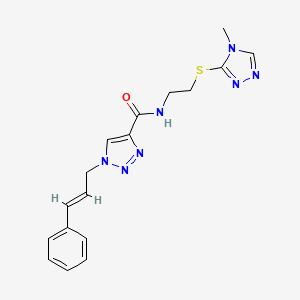 molecular formula C17H19N7OS B6078577 N-{2-[(4-methyl-4H-1,2,4-triazol-3-yl)thio]ethyl}-1-[(2E)-3-phenyl-2-propen-1-yl]-1H-1,2,3-triazole-4-carboxamide 
