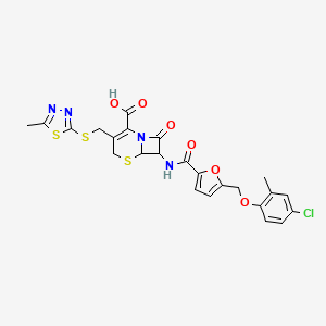 molecular formula C24H21ClN4O6S3 B6078606 7-({5-[(4-chloro-2-methylphenoxy)methyl]-2-furoyl}amino)-3-{[(5-methyl-1,3,4-thiadiazol-2-yl)thio]methyl}-8-oxo-5-thia-1-azabicyclo[4.2.0]oct-2-ene-2-carboxylic acid 
