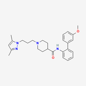 molecular formula C27H34N4O2 B6078610 1-[3-(3,5-dimethyl-1H-pyrazol-1-yl)propyl]-N-(3'-methoxy-2-biphenylyl)-4-piperidinecarboxamide 