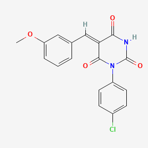 molecular formula C18H13ClN2O4 B6078616 1-(4-chlorophenyl)-5-(3-methoxybenzylidene)-2,4,6(1H,3H,5H)-pyrimidinetrione 
