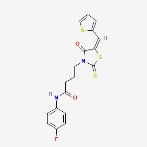 molecular formula C18H15FN2O2S3 B6078656 N-(4-fluorophenyl)-4-[4-oxo-5-(2-thienylmethylene)-2-thioxo-1,3-thiazolidin-3-yl]butanamide 