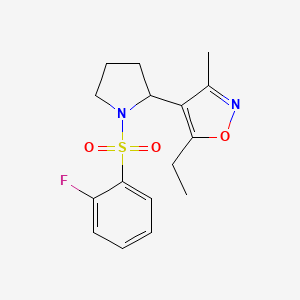 molecular formula C16H19FN2O3S B6078680 5-ethyl-4-{1-[(2-fluorophenyl)sulfonyl]-2-pyrrolidinyl}-3-methylisoxazole 