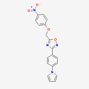 molecular formula C19H14N4O4 B6078706 5-[(4-nitrophenoxy)methyl]-3-[4-(1H-pyrrol-1-yl)phenyl]-1,2,4-oxadiazole 