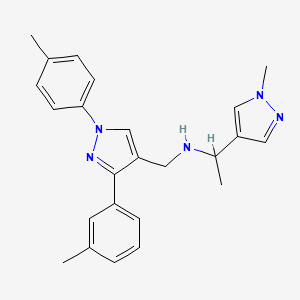 molecular formula C24H27N5 B6078747 N-{[3-(3-methylphenyl)-1-(4-methylphenyl)-1H-pyrazol-4-yl]methyl}-1-(1-methyl-1H-pyrazol-4-yl)ethanamine 