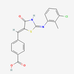 molecular formula C18H13ClN2O3S B6078773 4-{[2-[(3-chloro-2-methylphenyl)amino]-4-oxo-1,3-thiazol-5(4H)-ylidene]methyl}benzoic acid 