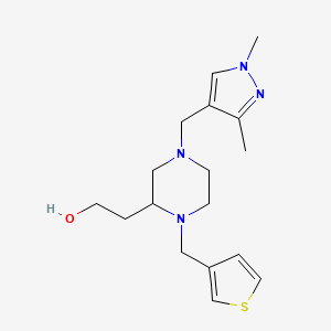 molecular formula C17H26N4OS B6078796 2-[4-[(1,3-dimethyl-1H-pyrazol-4-yl)methyl]-1-(3-thienylmethyl)-2-piperazinyl]ethanol 