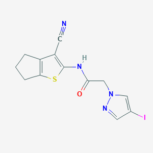 molecular formula C13H11IN4OS B6078805 N-(3-cyano-5,6-dihydro-4H-cyclopenta[b]thien-2-yl)-2-(4-iodo-1H-pyrazol-1-yl)acetamide 