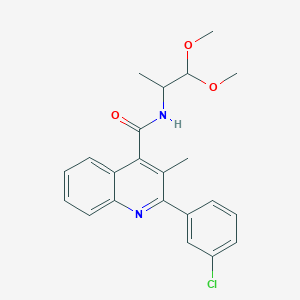 molecular formula C22H23ClN2O3 B6078827 2-(3-chlorophenyl)-N-(2,2-dimethoxy-1-methylethyl)-3-methyl-4-quinolinecarboxamide 