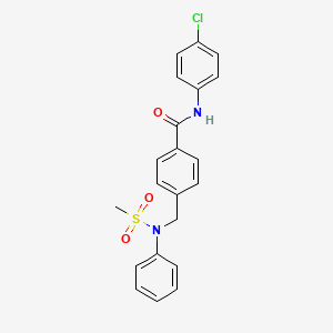 molecular formula C21H19ClN2O3S B6078835 N-(4-chlorophenyl)-4-{[(methylsulfonyl)(phenyl)amino]methyl}benzamide 