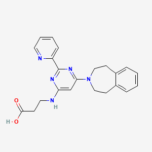 molecular formula C22H23N5O2 B607885 3-[[2-Pyridin-2-Yl-6-(1,2,4,5-Tetrahydro-3-Benzazepin-3-Yl)pyrimidin-4-Yl]amino]propanoic Acid CAS No. 1373422-53-7